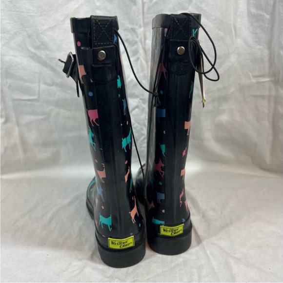 Western chief dotty goats printed Tall waterproof rain boots NWT - Picture 3 of 5